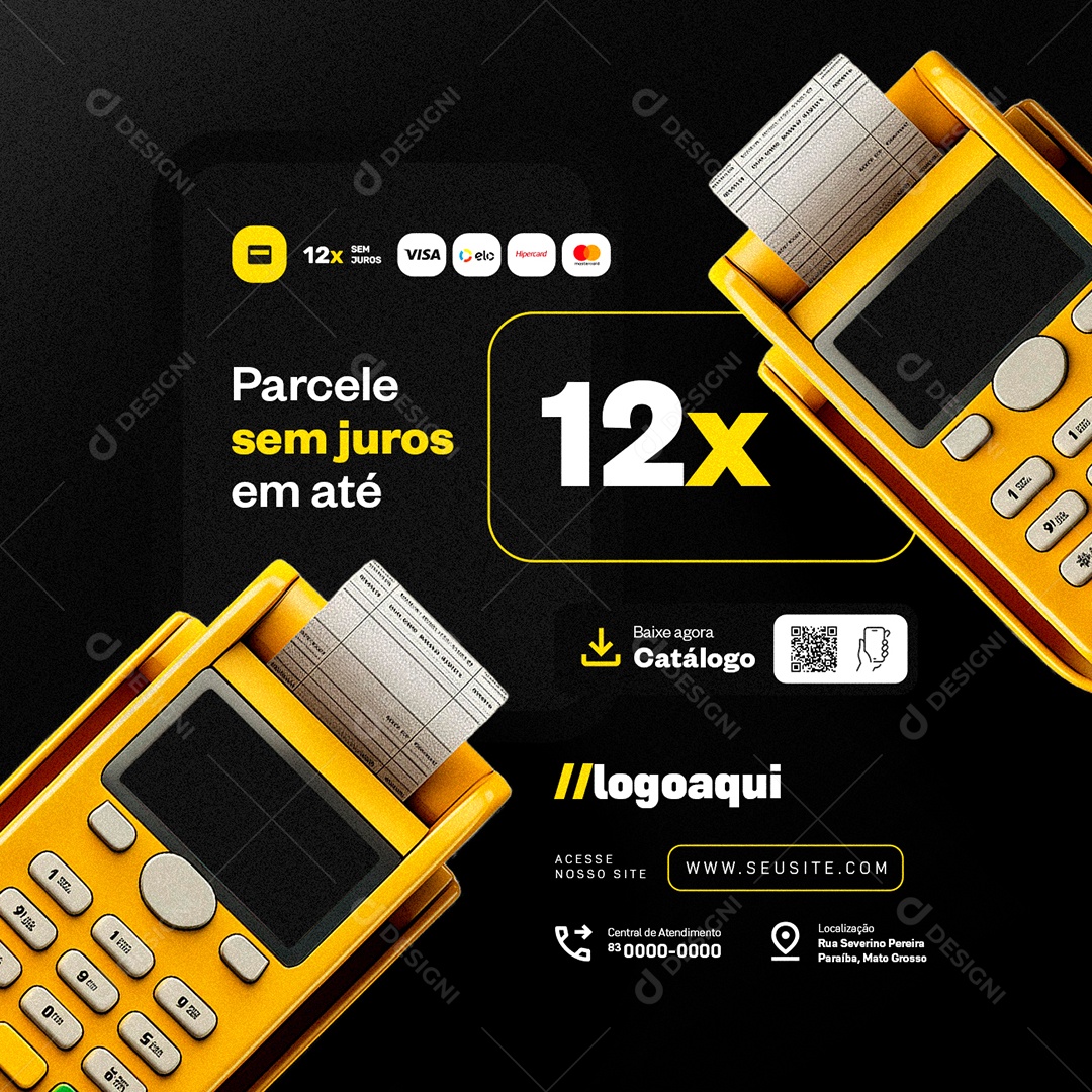 Promoção da Semana Dia dos Pais Supermercado Parcele Sem Juros Social Media PSD Editável