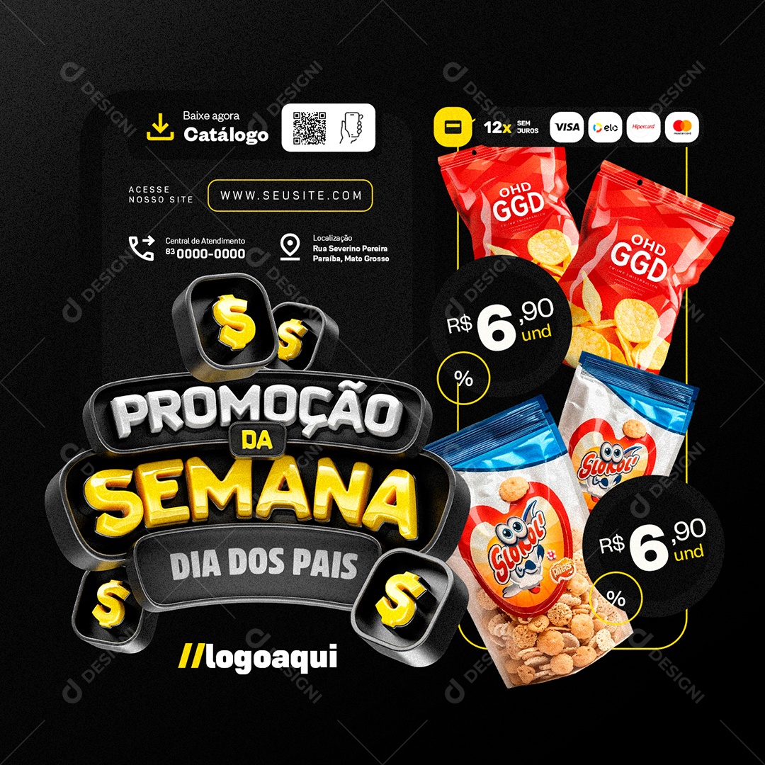 Promoção da Semana Dia dos Pais Supermercado Social Media PSD Editável