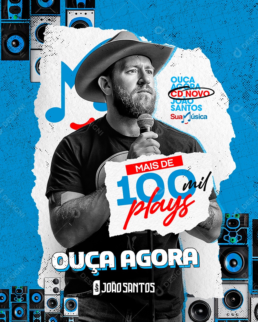 Flyer Mais de 100 Plays Social Media PSD Editável