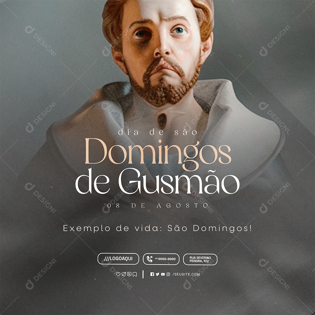 Dia de São Domingos Gusmão 08 de Agosto Social Media PSD Editável