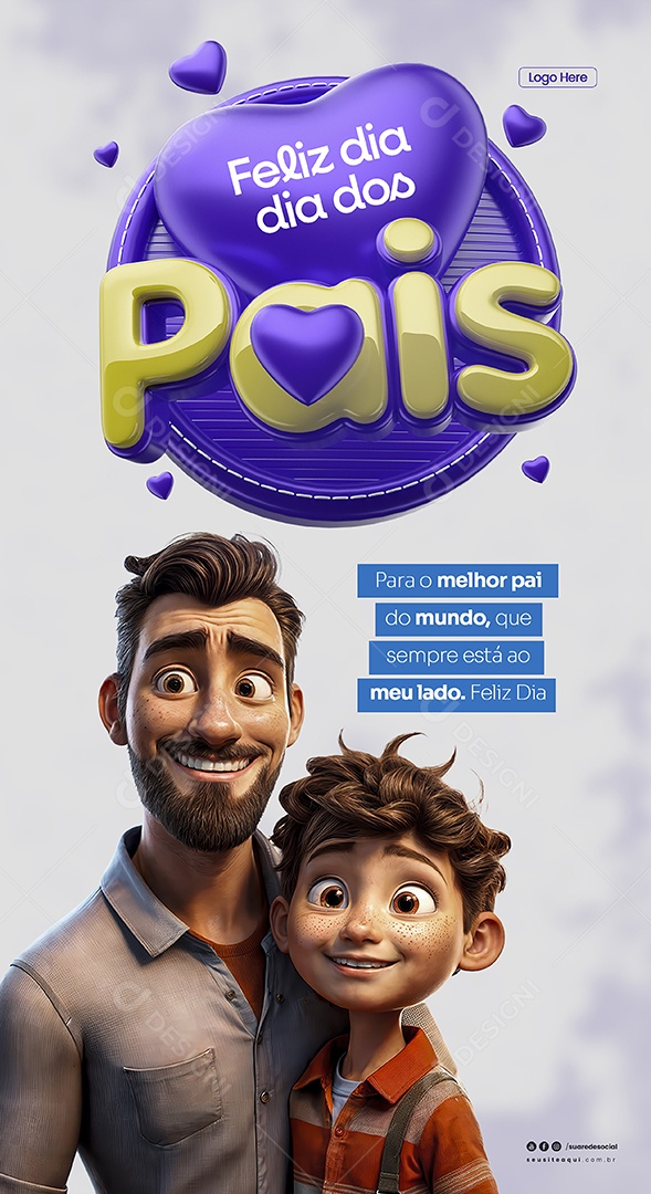 Story Dia Dos Pais 11 de Agosto para o Melhor Pai do Mundo Social Media PSD Editável