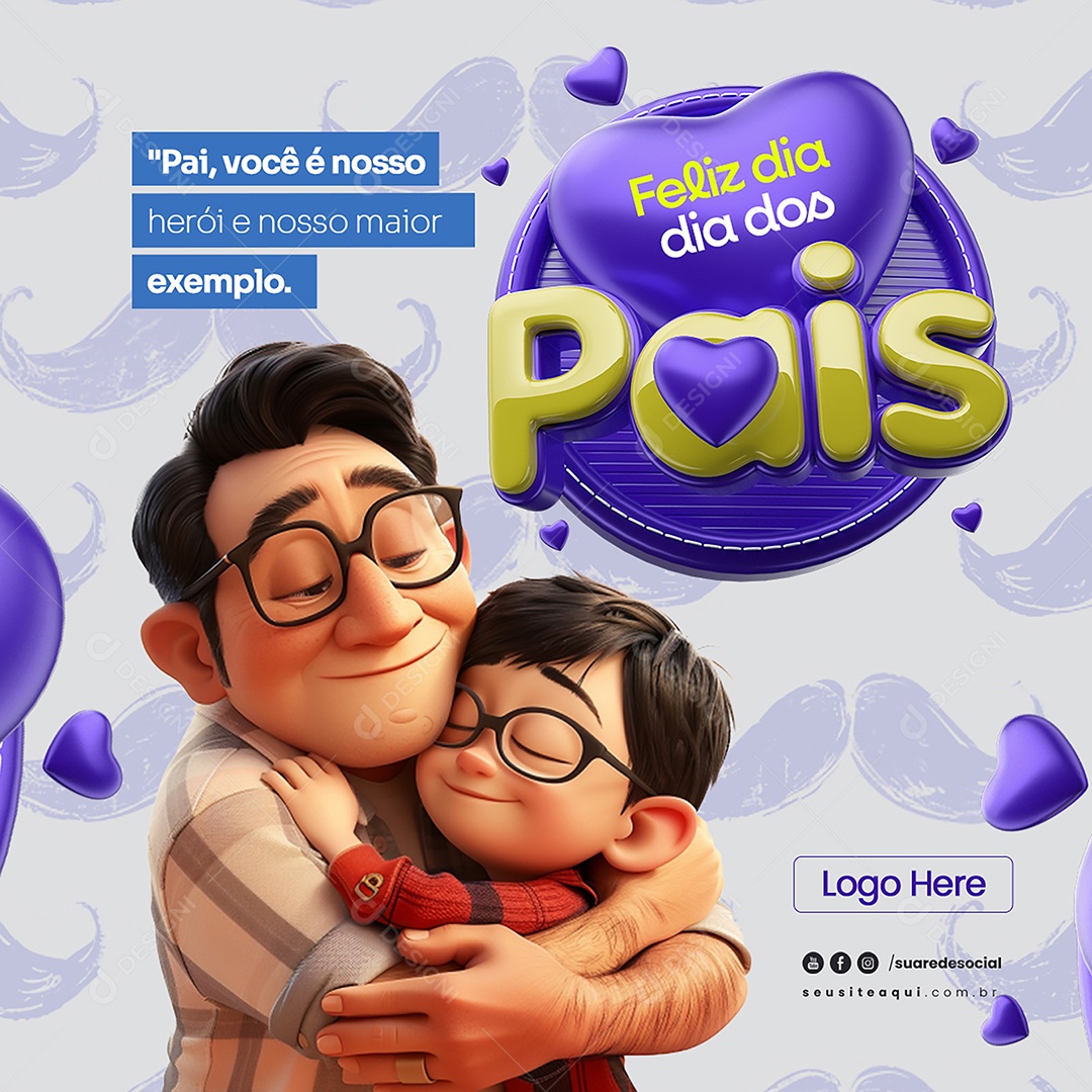 Dia Dos Pais 11 de Agosto Pai Você é nosso Herói Social Media PSD Editável