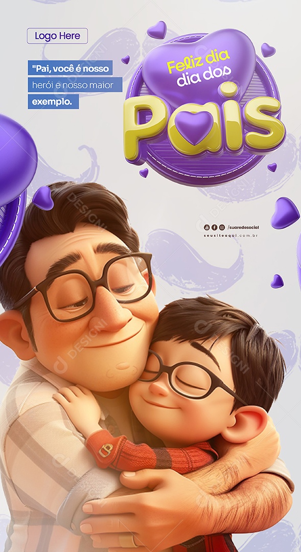 Story Dia Dos Pais 11 de Agosto Pai Você é nosso Herói Social Media PSD Editável