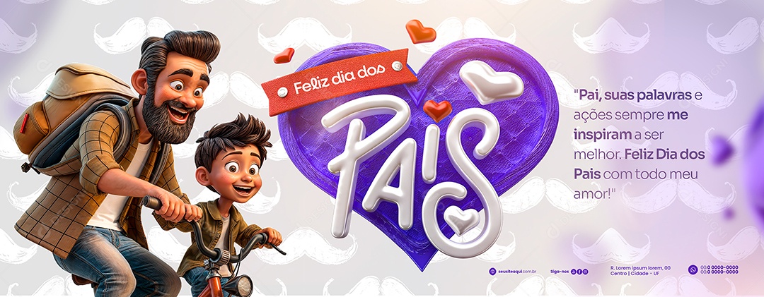 Banner Dia Dos Pais 11 de Agosto Pai suas Palavras  e Ações Sempre me Inspiram Social Media PSD Editável