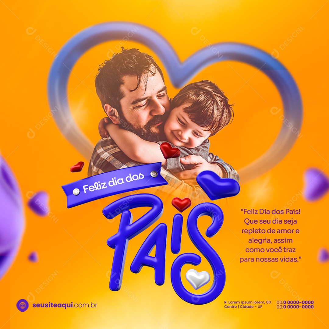 Feliz Dia Dos Pais 11 de Agosto Social Media PSD Editável