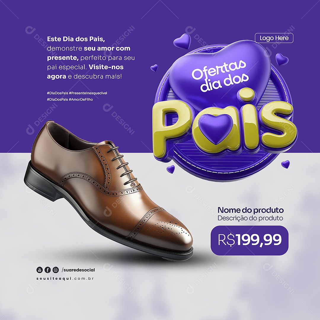 Dia Dos Pais Ofertas de Sapatos Social Media PSD Editável