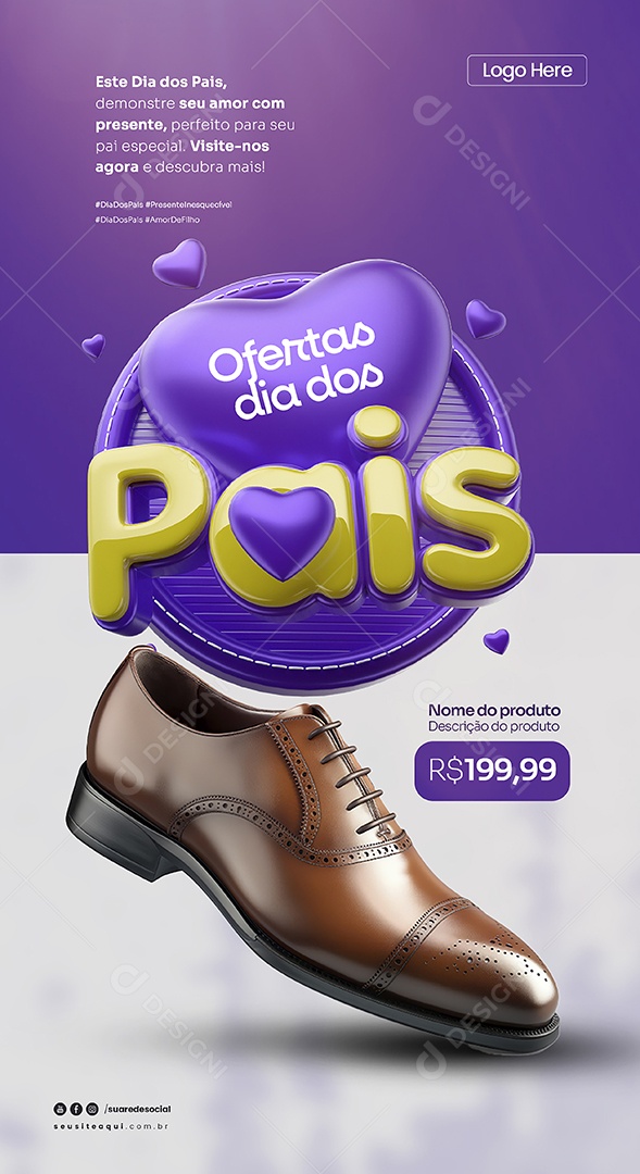 Story Dia Dos Pais Ofertas de Sapatos Social Media PSD Editável