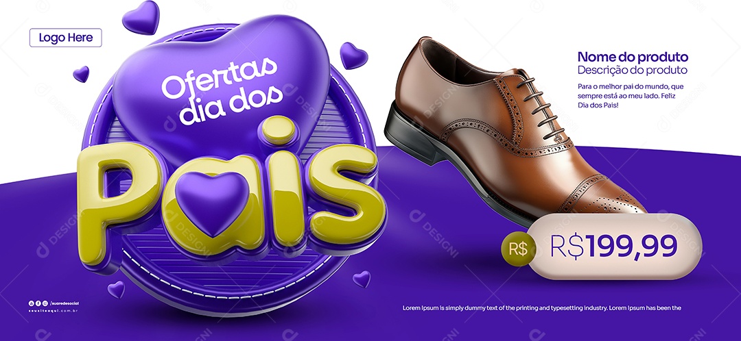 Banner Dia Dos Pais Ofertas de Sapatos Social Media PSD Editável