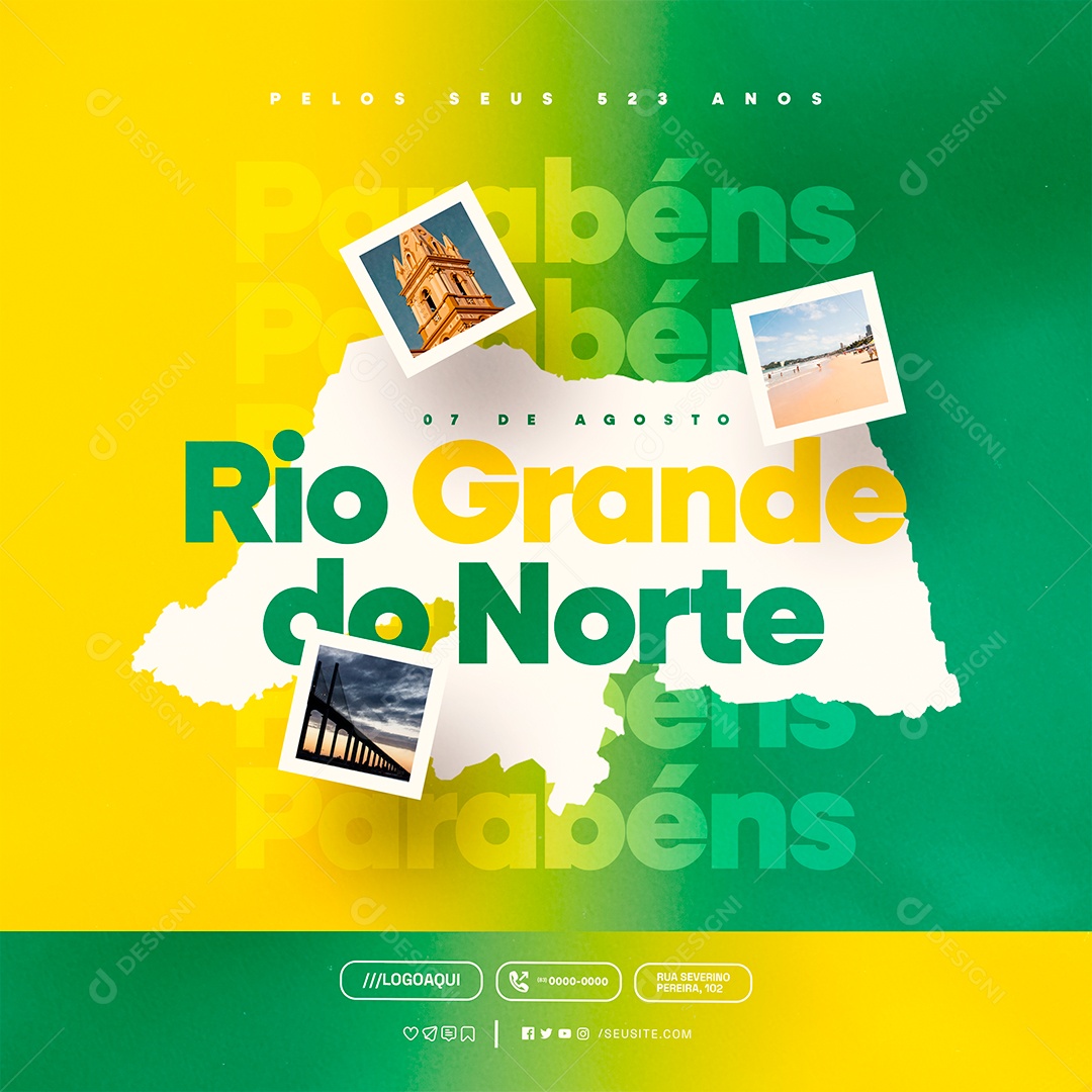 Aniversário do Rio Grande do Norte 07 de Agosto Social Media PSD Editável
