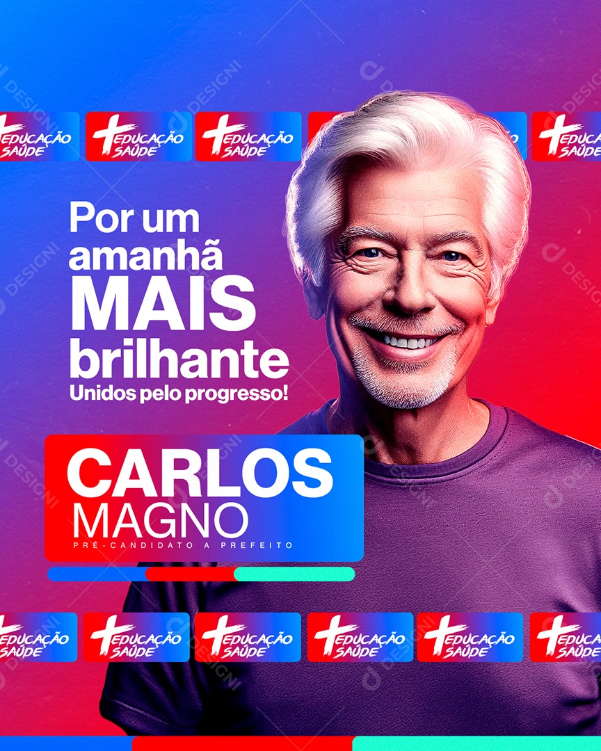 Flyer Campanha Politica Candidato a Prefeito Story Social Media PSD Editável