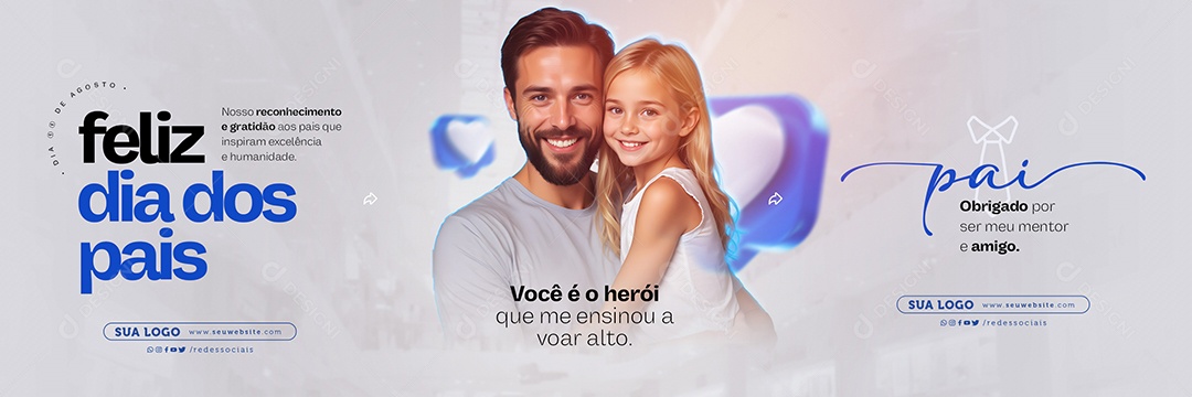 Carrossel Dia Dos Pais 11 de Agosto Você é o Herói que me Ensinou a Voar Alto Social Media PSD Editável
