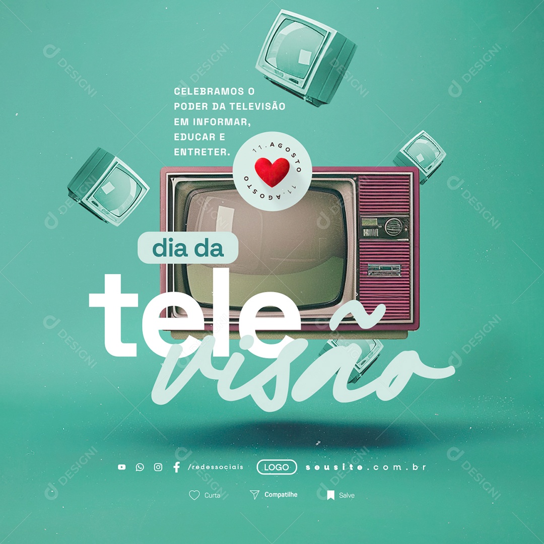 Dia da Televisão 11 de Agosto Social Media PSD Editável