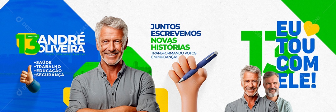 Carrossel Politica Prefeito André Oliveira Social Media PSD Editável