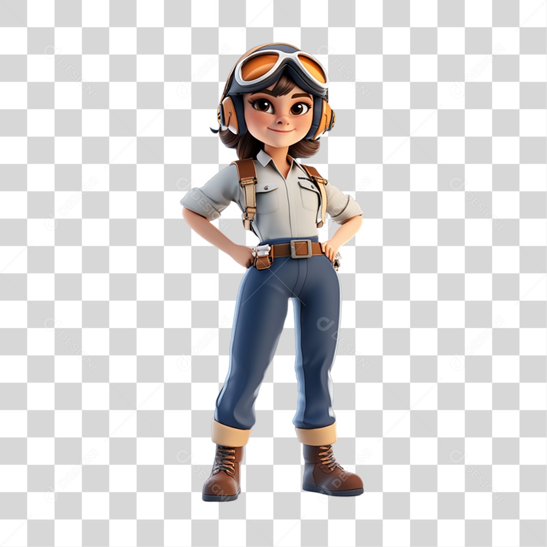 Personagem 3D Pilota PNG Transparente