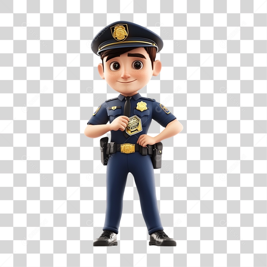Personagem 3D Policial PNG Transparente