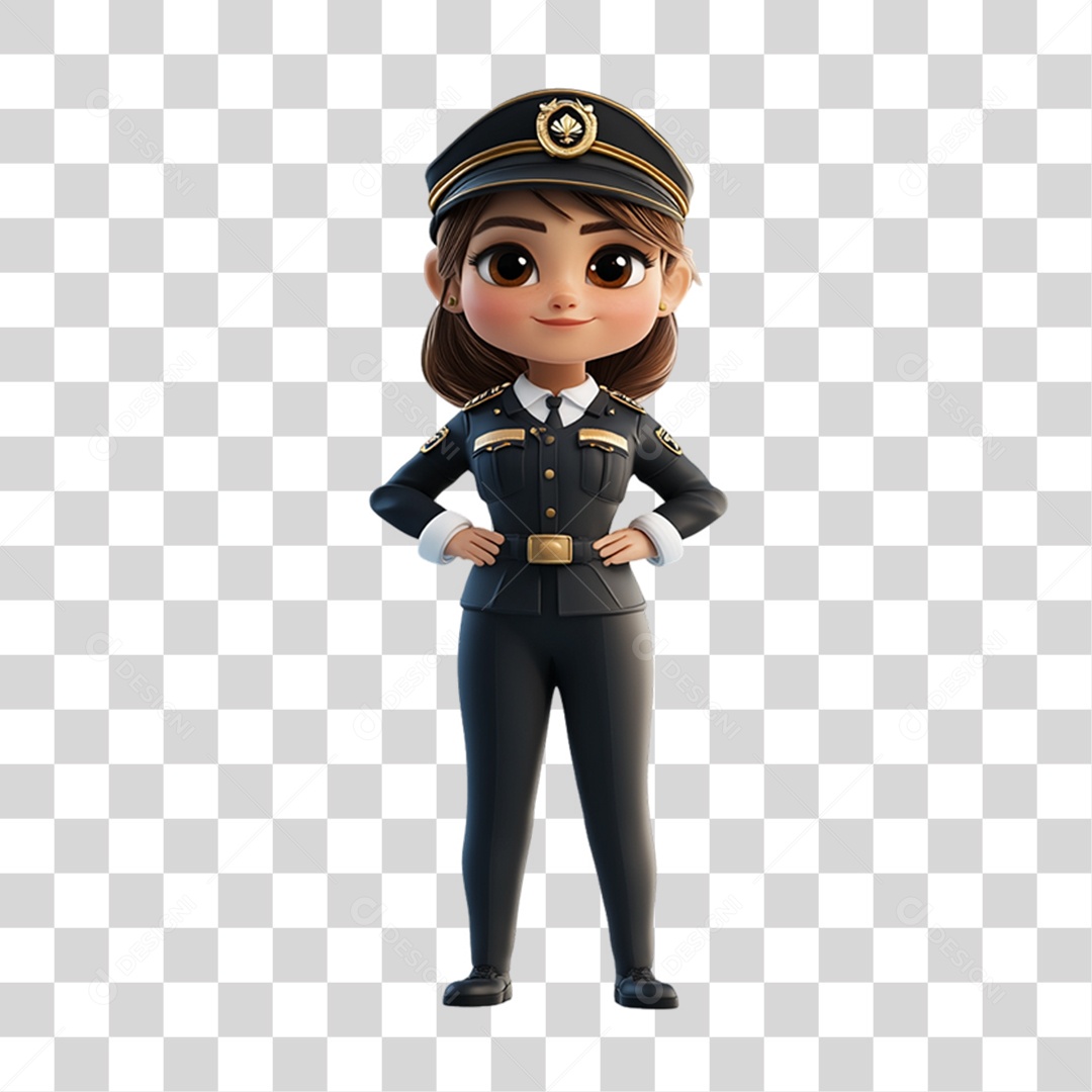 Personagem 3D Policial PNG Transparente
