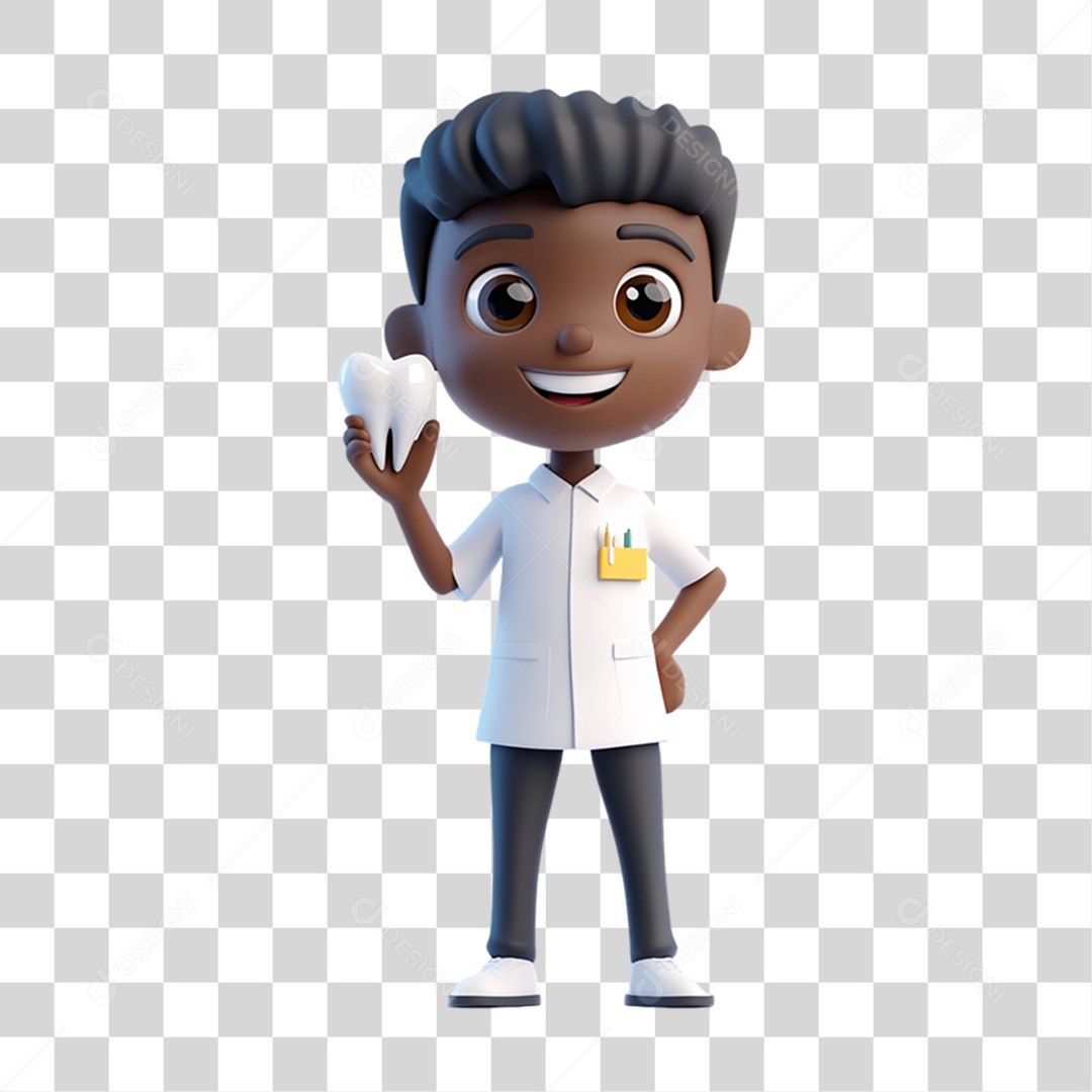 Personagem 3D Médico Dentista PNG Transparente