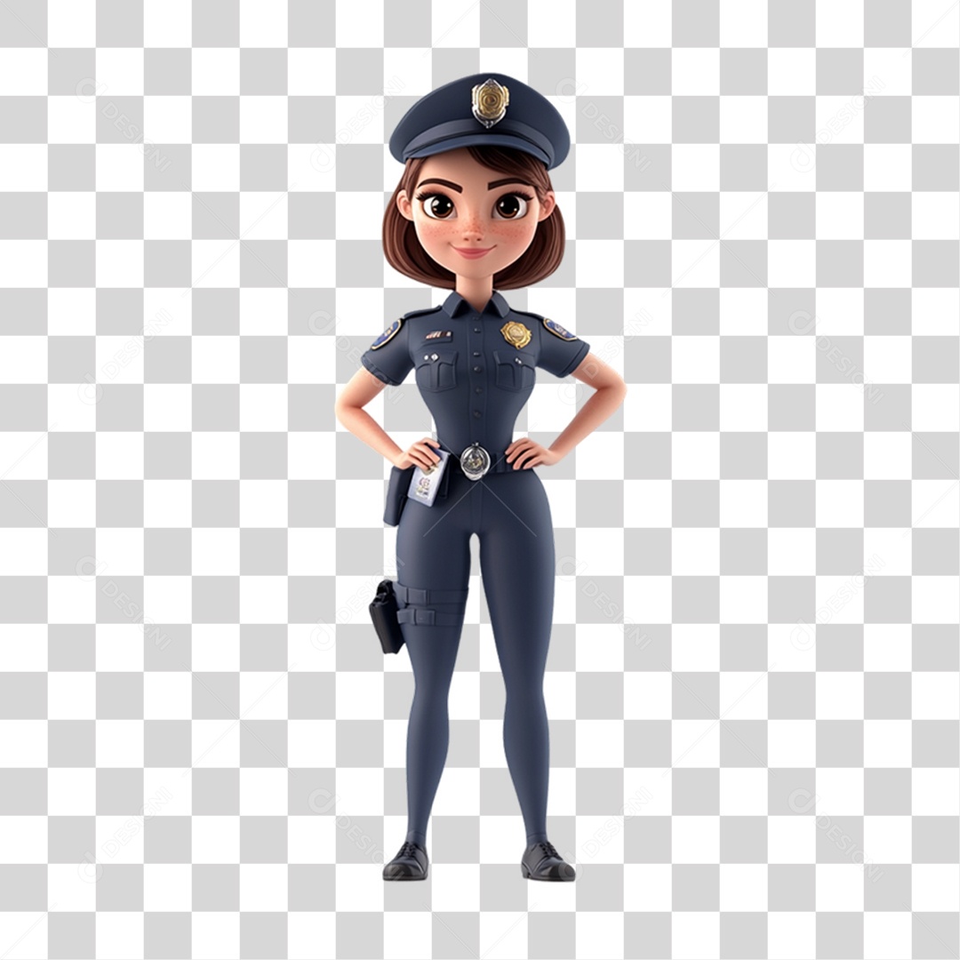 Personagem 3D Policial PNG Transparente