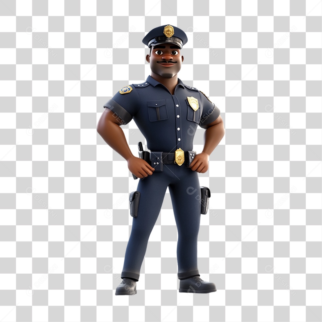 Personagem 3D Policial PNG Transparente