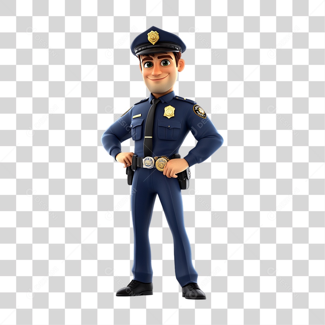 Personagem 3D Policial PNG Transparente