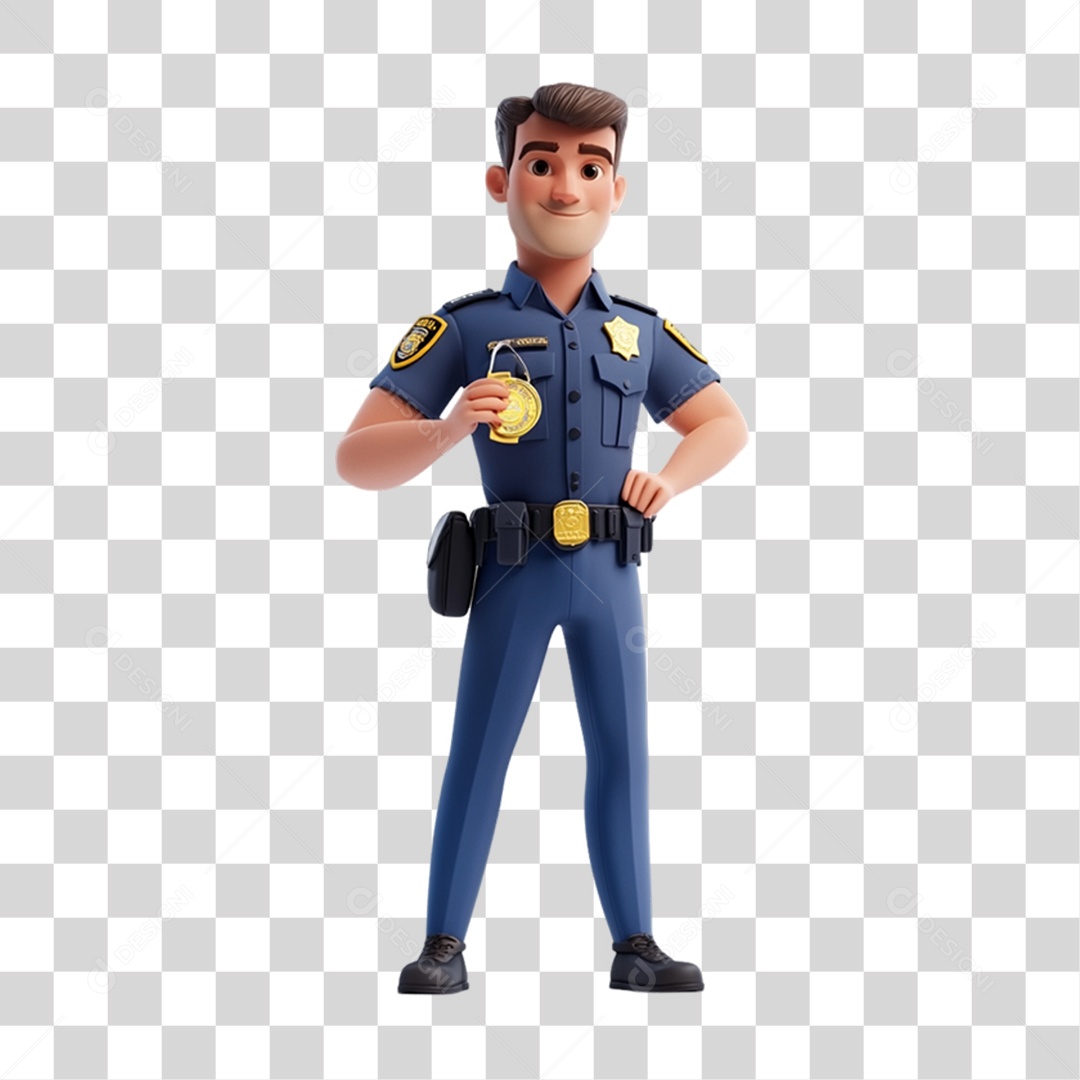 Personagem 3D Policial PNG Transparente