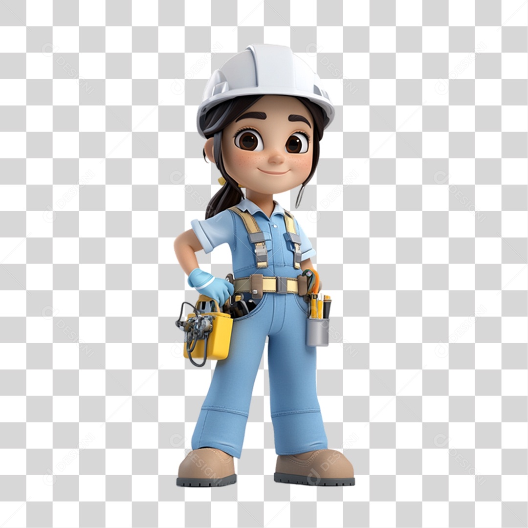 Personagem 3D Eletricista PNG Transparente