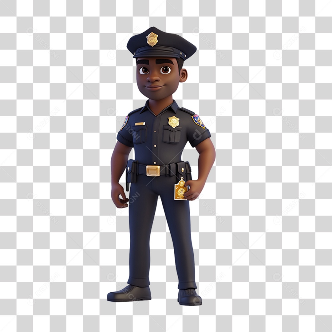 Personagem 3D Policial PNG Transparente