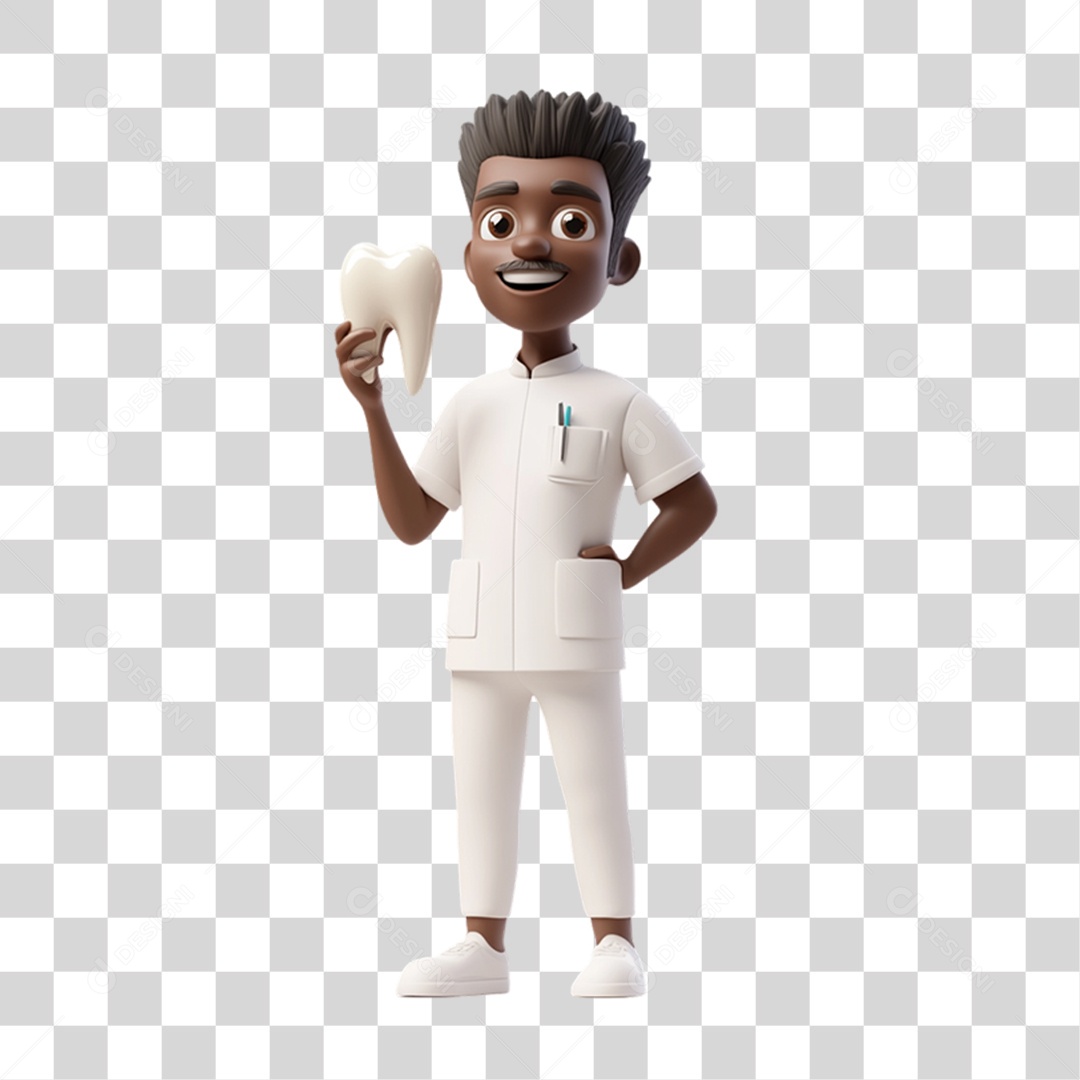 Personagem 3D Médico Dentista PNG Transparente