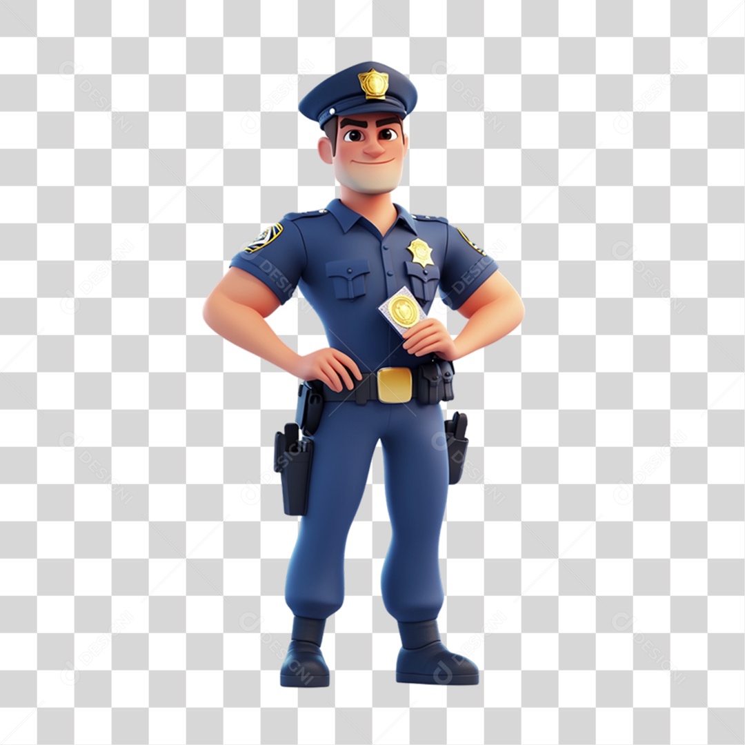 Personagem 3D Policial PNG Transparente