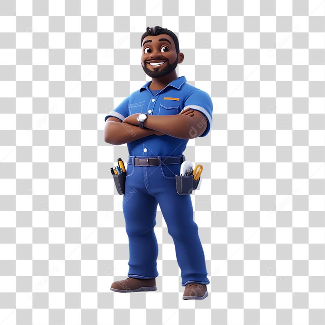 Personagem 3D Pintor PNG Transparente