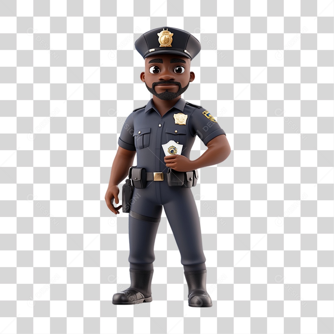 Personagem 3D Policial PNG Transparente
