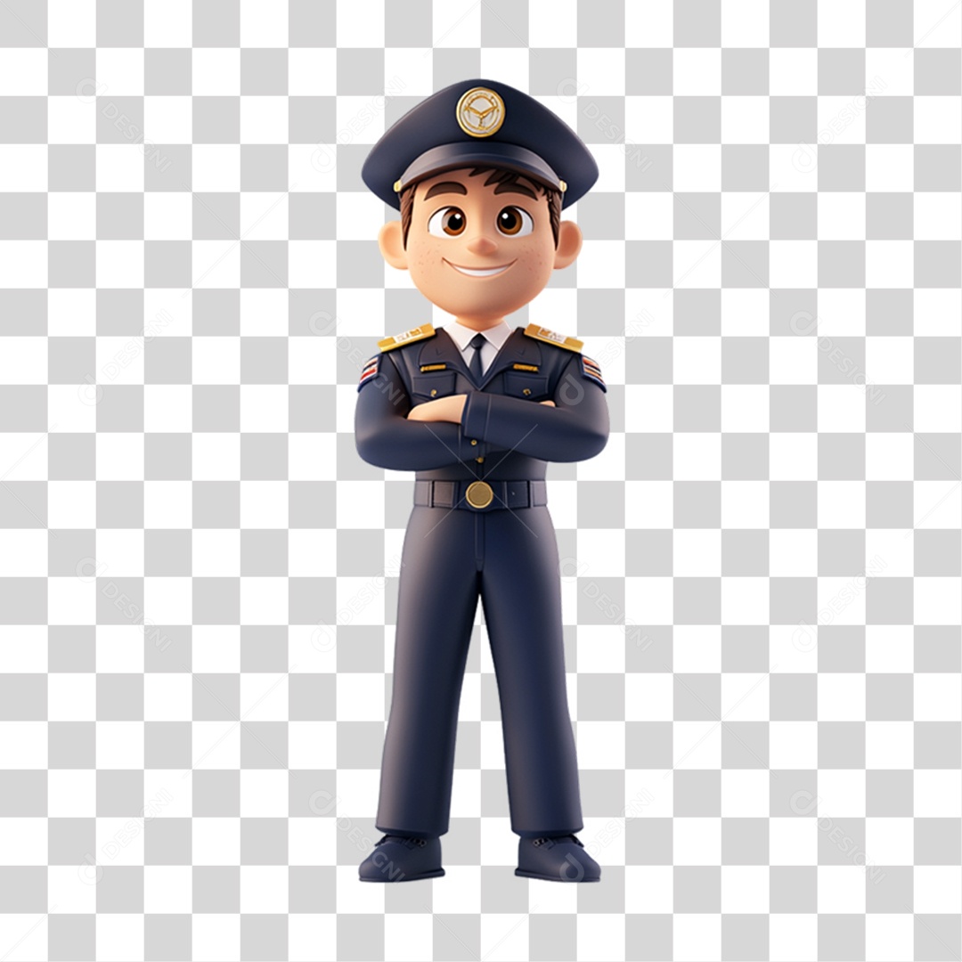 Personagem 3D Policial PNG Transparente