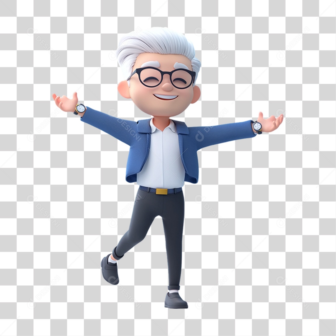 Personagem 3D Professor PNG Transparente