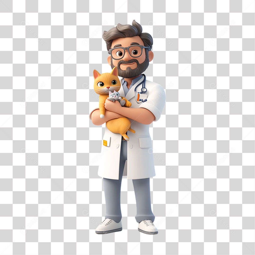 Personagem 3D Médico Veterinário PNG Transparente