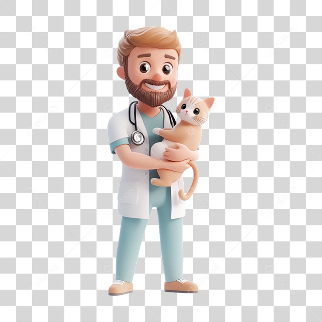 Personagem 3D Médico Veterinário PNG Transparente
