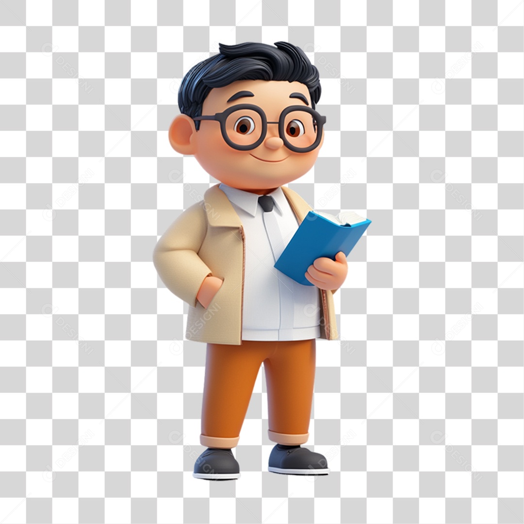 Personagem 3D Professor PNG Transparente