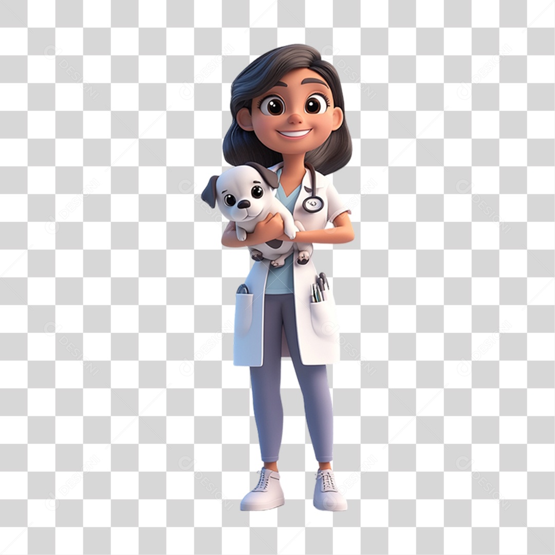 Personagem 3D Médica Veterinária PNG Transparente