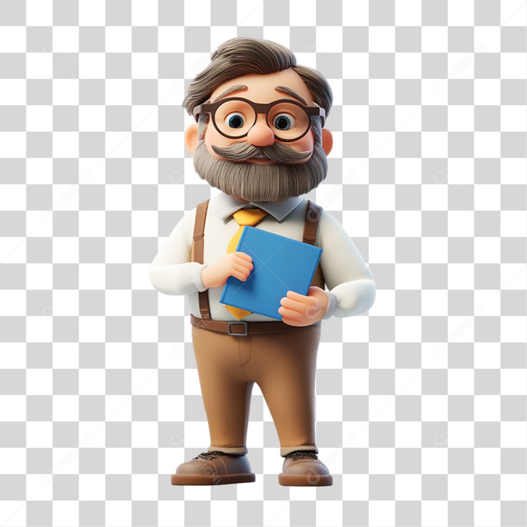Personagem 3D Professor PNG Transparente