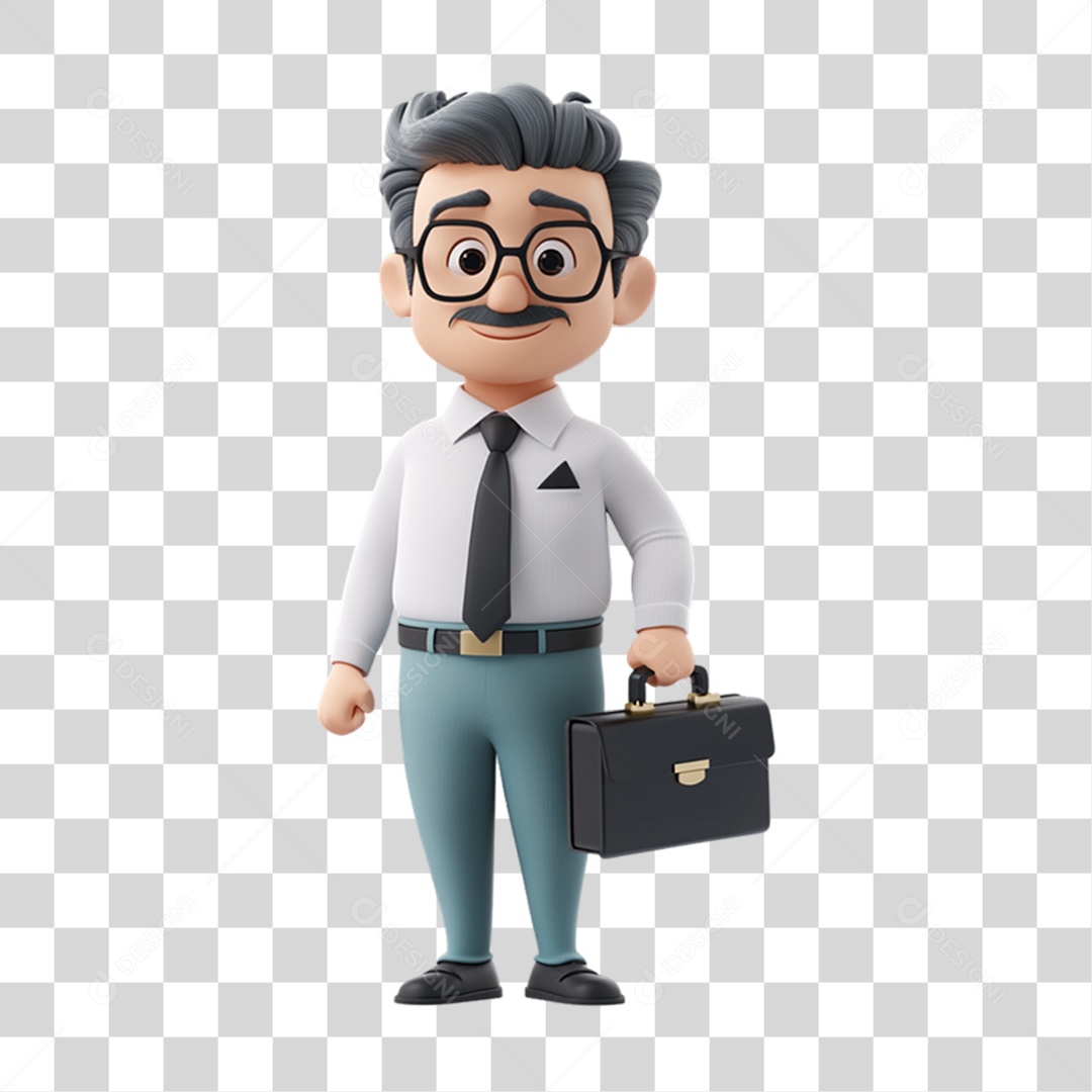 Personagem 3D Professor PNG Transparente