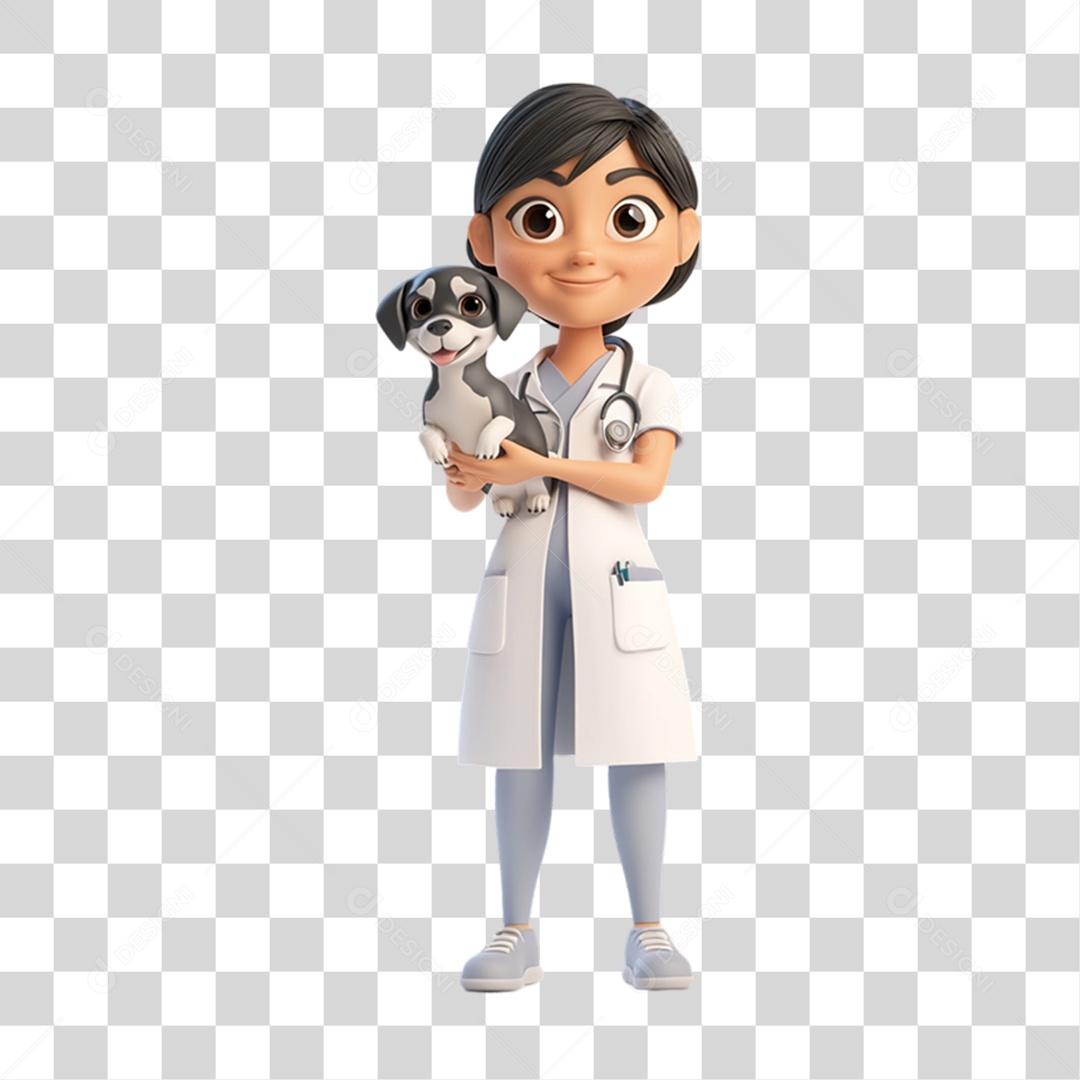 Personagem 3D Médica Veterinária  PNG Transparente