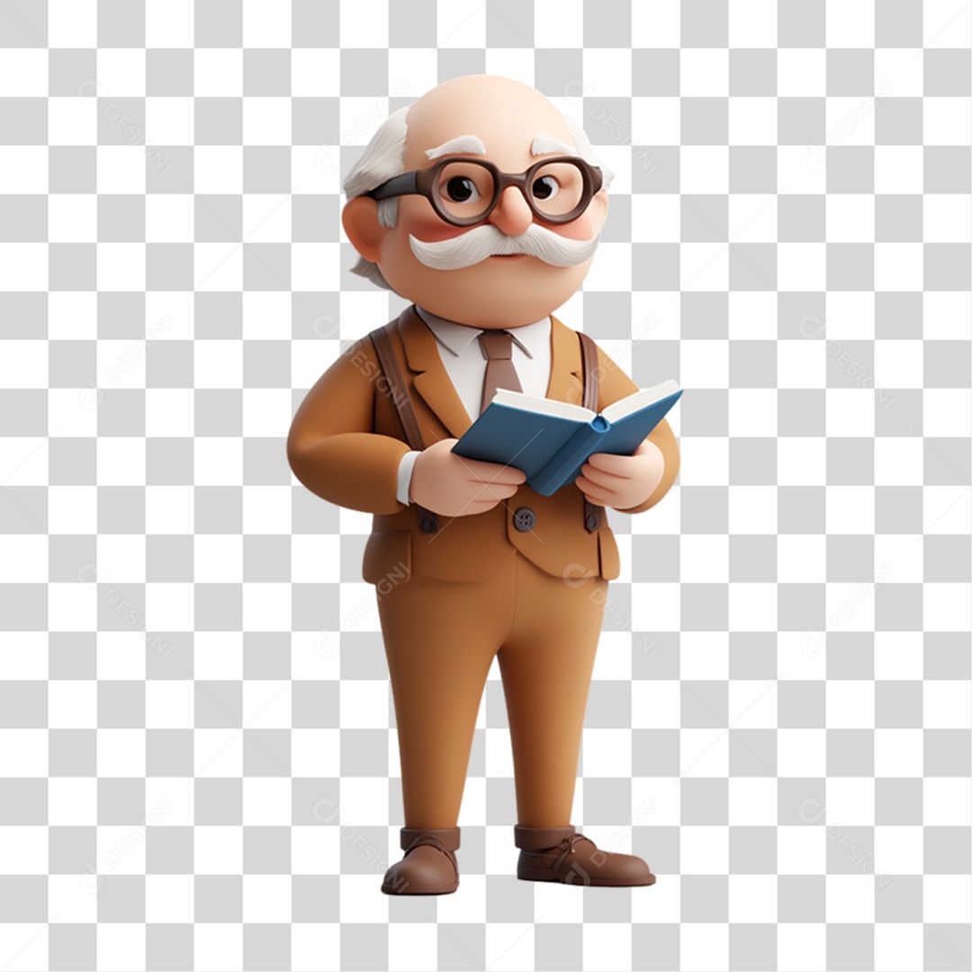 Personagem 3D Professor PNG Transparente