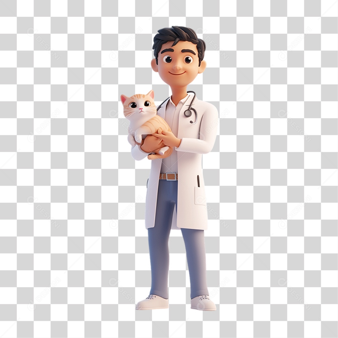 Personagem 3D Médico Veterinário PNG Transparente