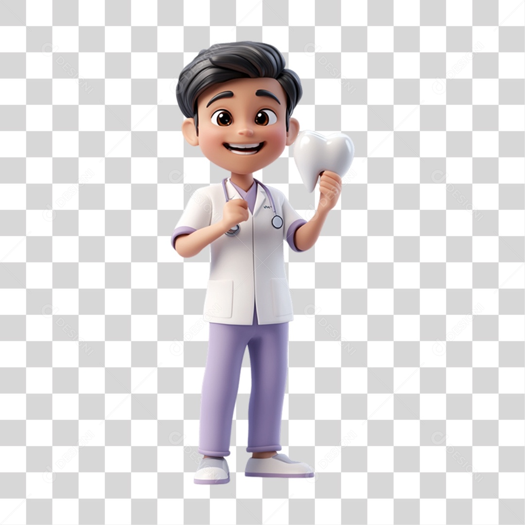 Personagem 3D Médico Dentista PNG Transparente