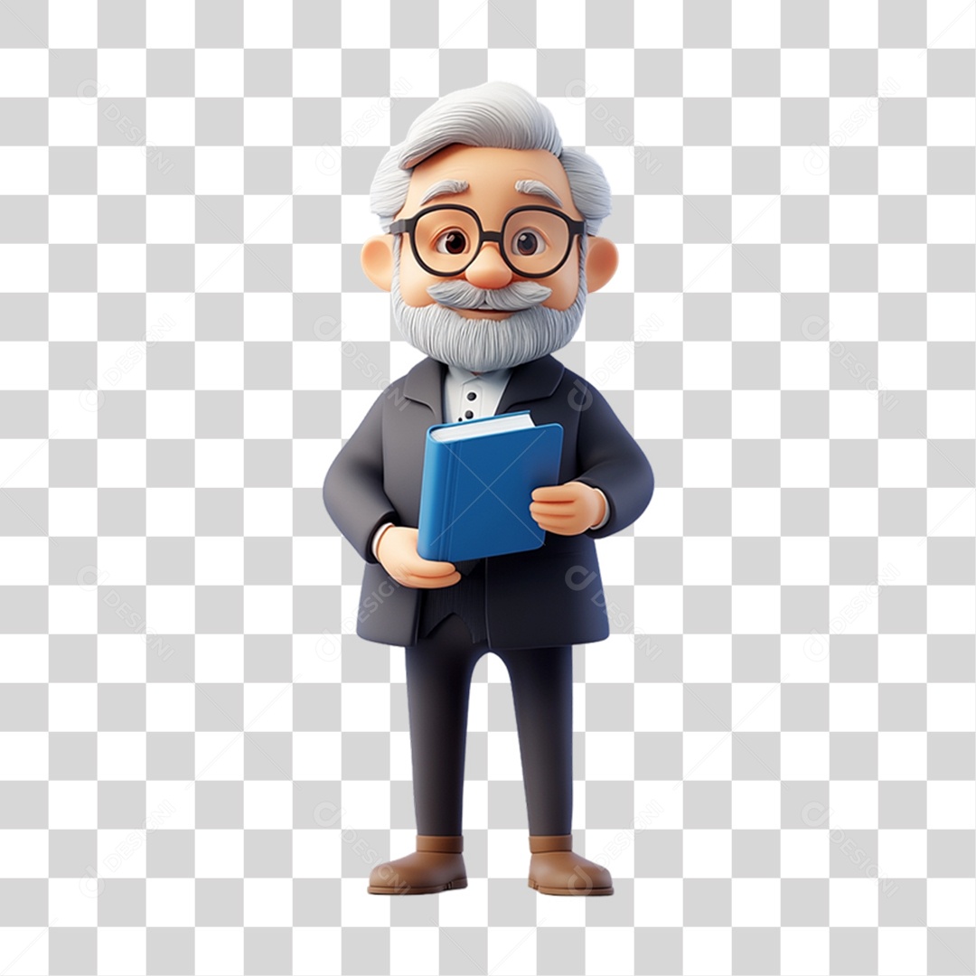 Personagem 3D Professor PNG Transparente