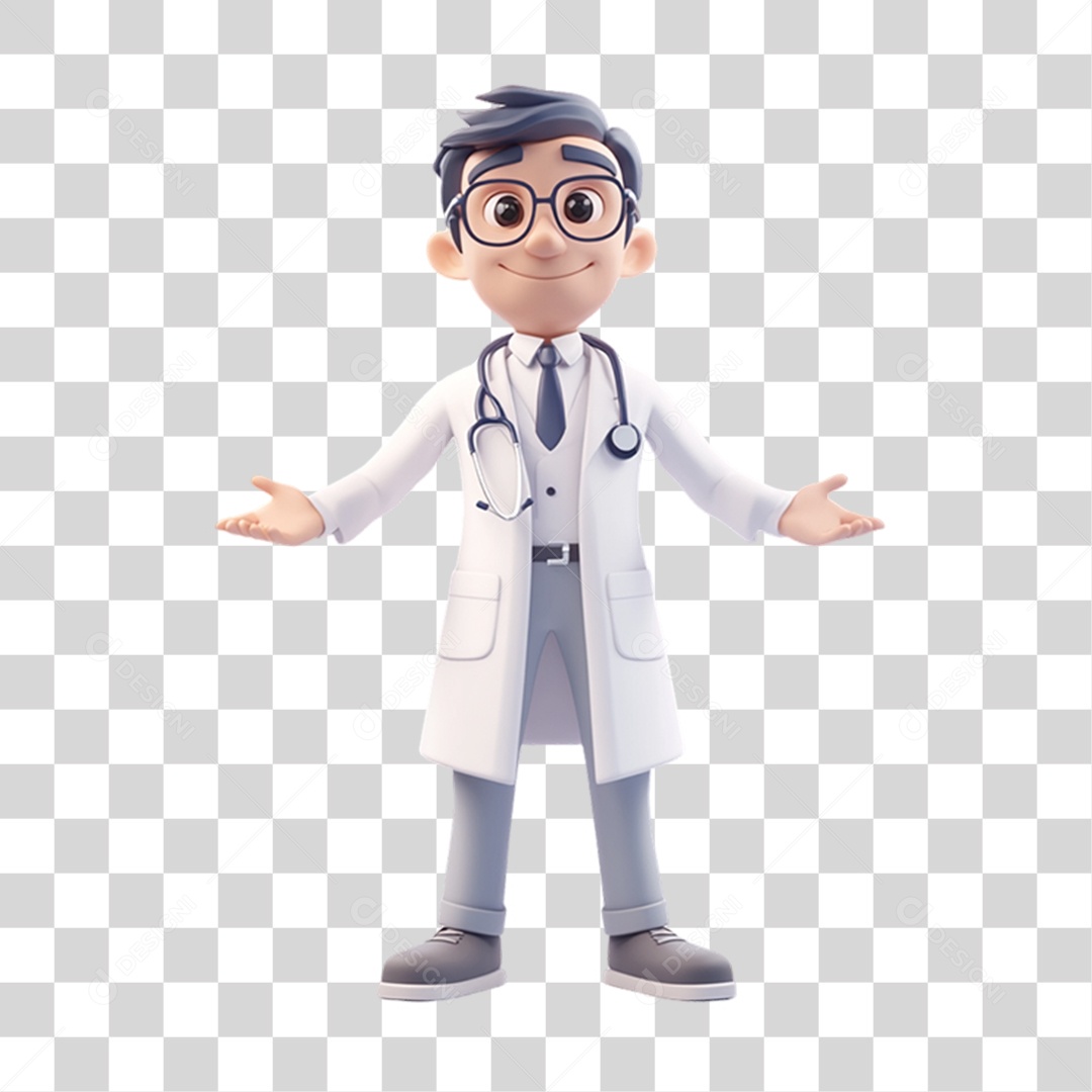 Personagem 3D Médico PNG Transparente