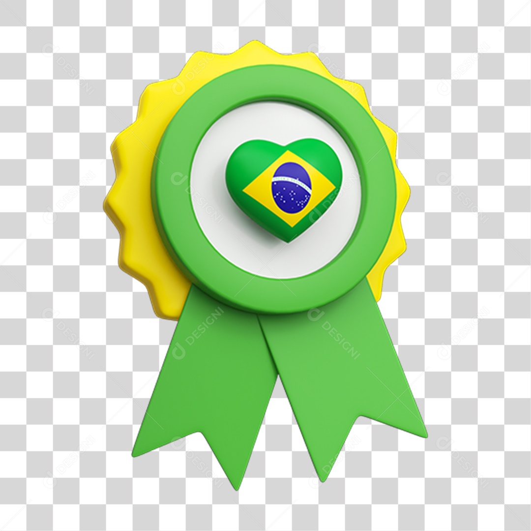 Elemento 3D Placa Bandeira do Brasil PNG Transparente