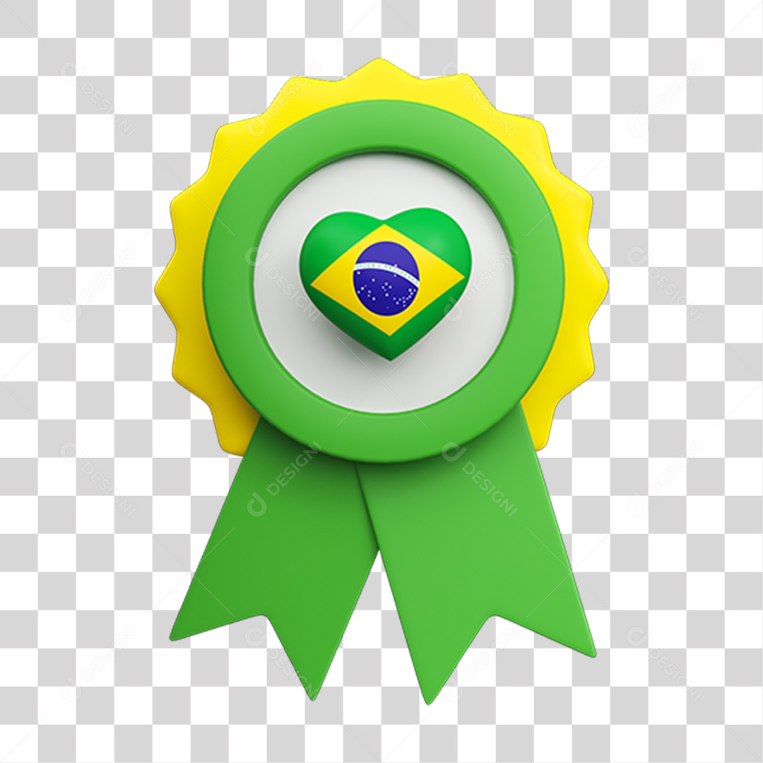 Elemento 3D Placa Bandeira do Brasil PNG Transparente