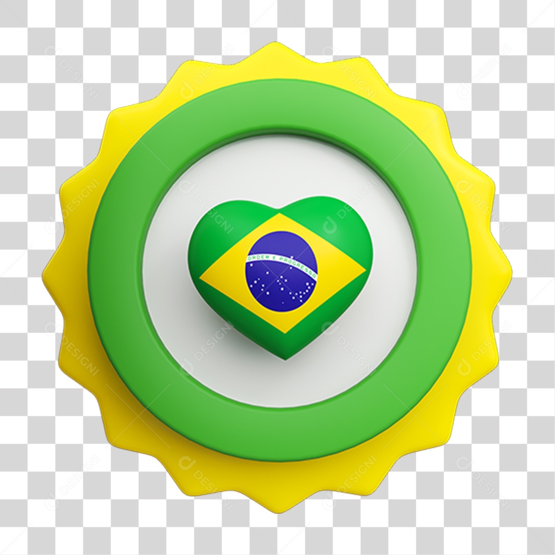 Elemento 3D Placa Bandeira do Brasil PNG Transparente