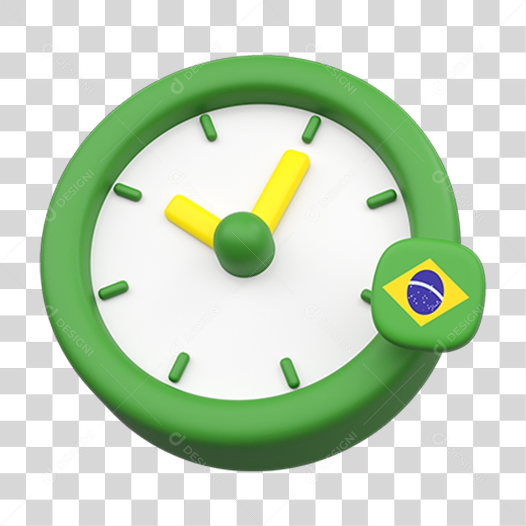Elemento 3D Relógio Bandeira do Brasil PNG Transparente