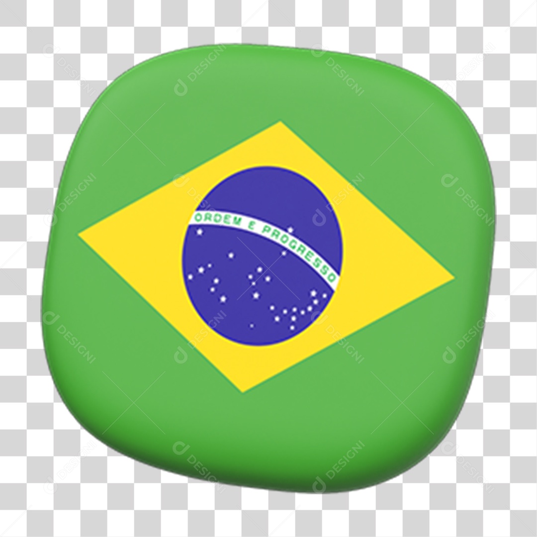 Elemento 3D Bandeira do Brasil PNG Transparente